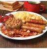Pork and chicken breakfast sausages, preserved, uncooked in a 100% vegetable casing