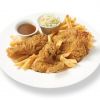 Fried chicken. Breaded and cooked chicken thighs, drumsticks and wings, halal (seasoned)
