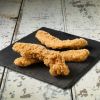 Cyberbytes, breaded chicken breast strips, formed, uncooked (seasoned)