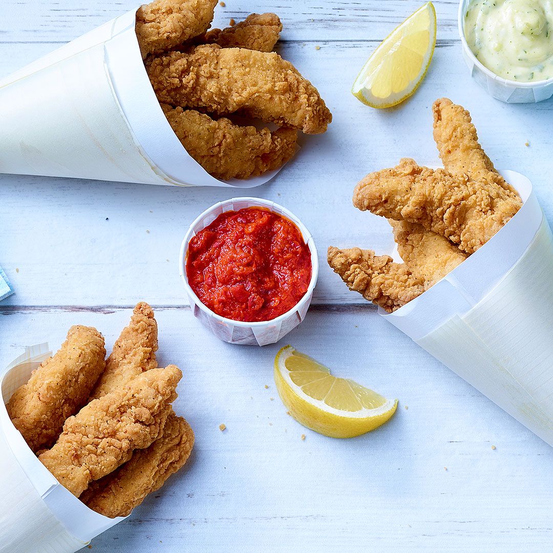 Thunder Crunch, breaded chicken breast strips