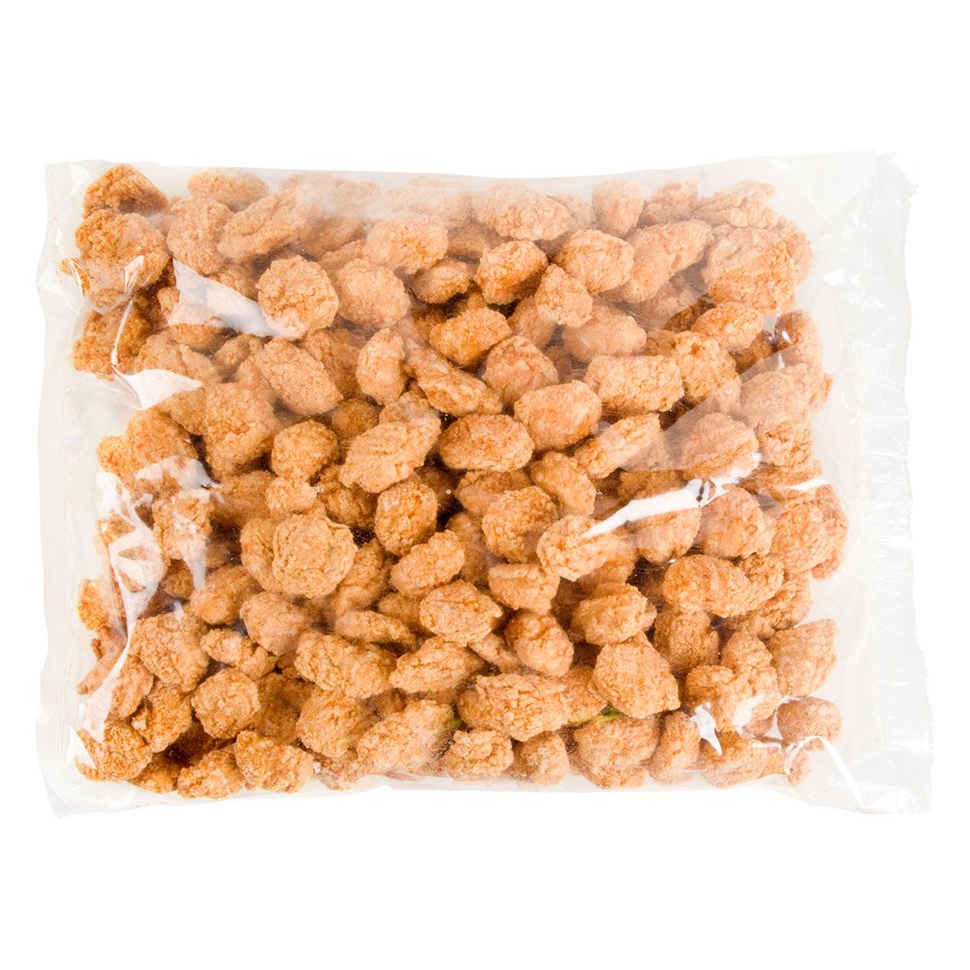 Breaded popcorn chicken fully cooked